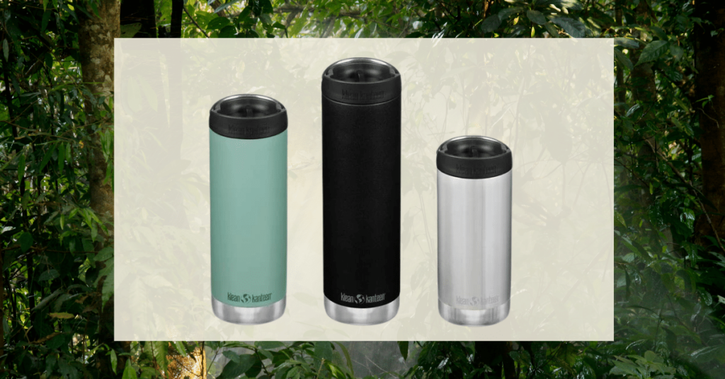 Photograph for the Klean Kanteen review showing the TKWide Bottle in 3 different sizes and colors.